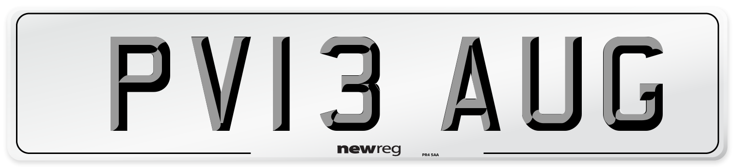 PV13 AUG Number Plate from New Reg